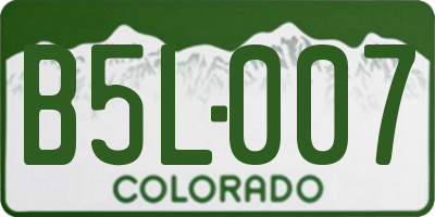 CO license plate B5L007