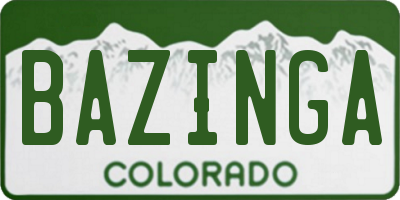 CO license plate BAZINGA