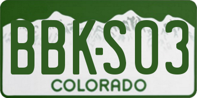 CO license plate BBKS03