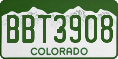 CO license plate BBT3908