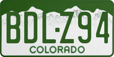 CO license plate BDLZ94