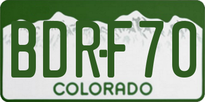 CO license plate BDRF70