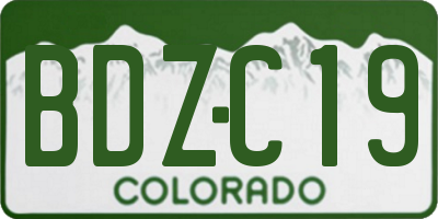 CO license plate BDZC19