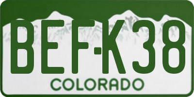 CO license plate BEFK38