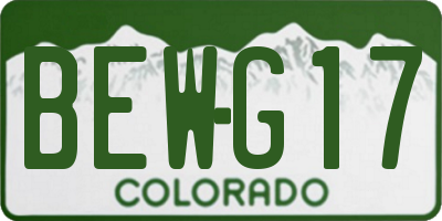 CO license plate BEWG17