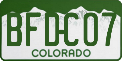 CO license plate BFDCO7