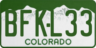 CO license plate BFKL33