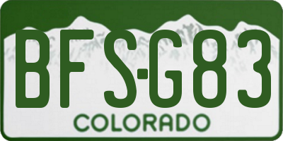 CO license plate BFSG83