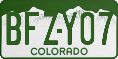 CO license plate BFZY07