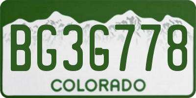 CO license plate BG3G778