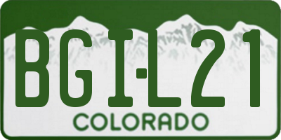 CO license plate BGIL21