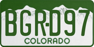 CO license plate BGRD97