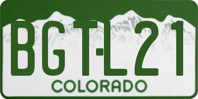 CO license plate BGTL21