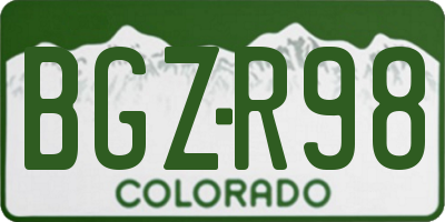 CO license plate BGZR98