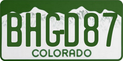 CO license plate BHGD87