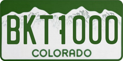 CO license plate BKT1000