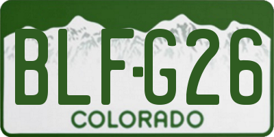 CO license plate BLFG26