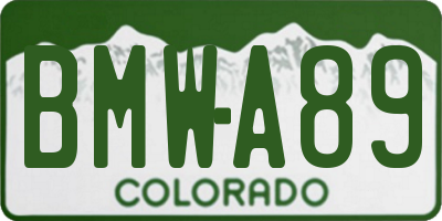 CO license plate BMWA89