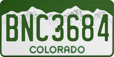 CO license plate BNC3684