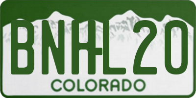 CO license plate BNHL20