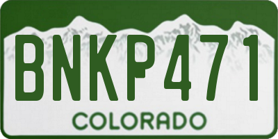 CO license plate BNKP471