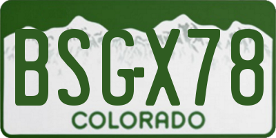 CO license plate BSGX78