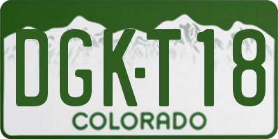 CO license plate DGKT18