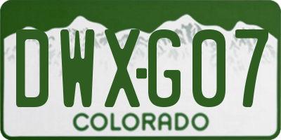CO license plate DWXG07