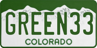 CO license plate GREEN33