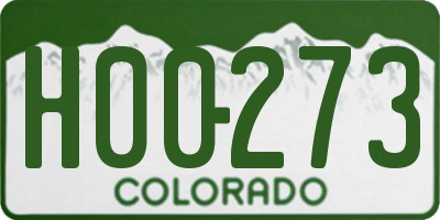 CO license plate H00273