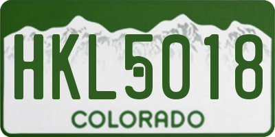 CO license plate HKL5018