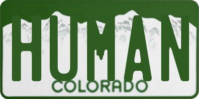 CO license plate HUMAN