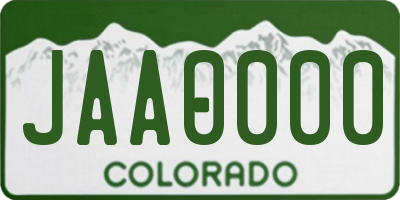 CO license plate JAA0000