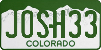 CO license plate JOSH33