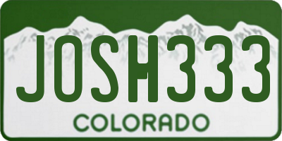CO license plate JOSH333