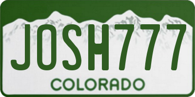 CO license plate JOSH777