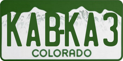 CO license plate KABKA3