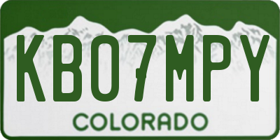 CO license plate KB07MPY