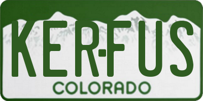 CO license plate KERFUS