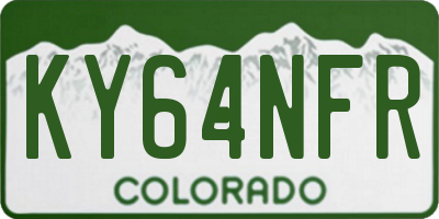 CO license plate KY64NFR