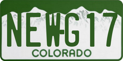 CO license plate NEWG17