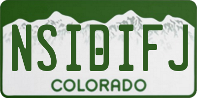 CO license plate NSIDIFJ