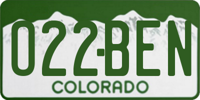 CO license plate O22BEN