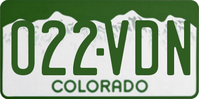 CO license plate O22VDN