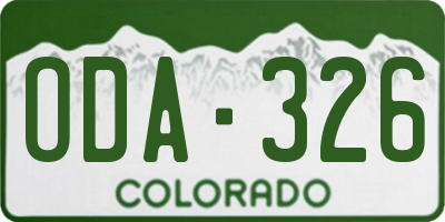 CO license plate ODA326