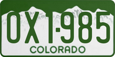 CO license plate OX1985