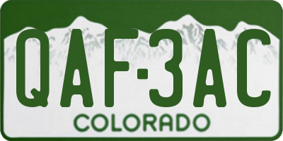 CO license plate QAF3AC