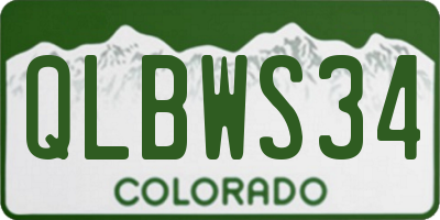 CO license plate QLBWS34