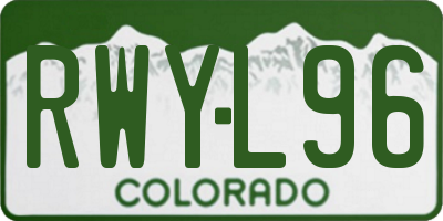 CO license plate RWYL96