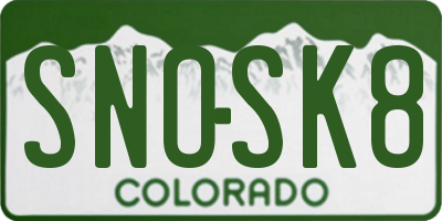 CO license plate SNOSK8